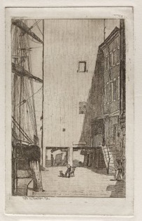 OTTO HENRY BACHER (1856-1909) Ship and Elevator, 1878, etching, 195 x 120 mm. Gift of David Bartlett