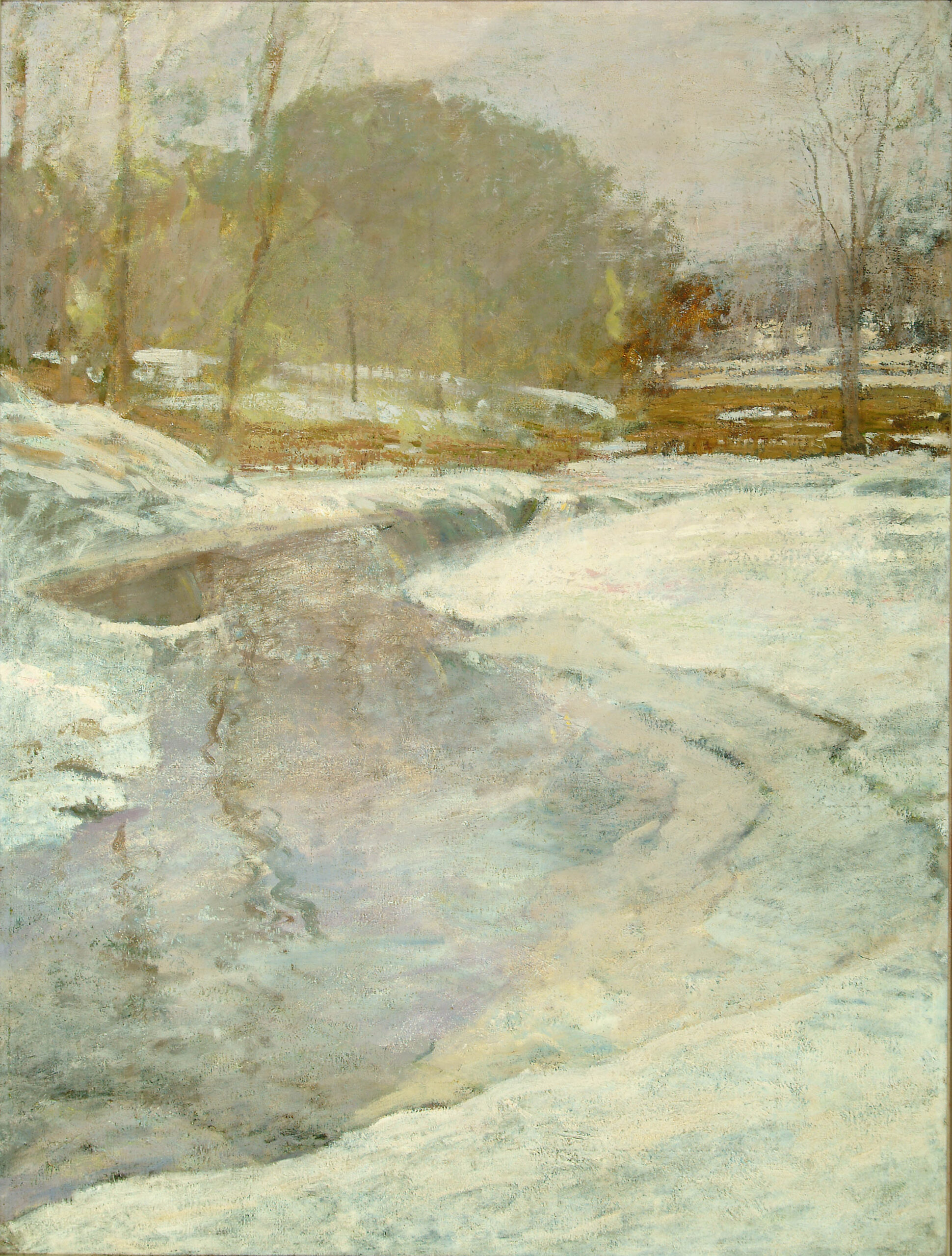 ORRIN SHELDON PARSONS (1866-1943), Stream in Winter – Bronx River, (before 1913), oil on canvas, 50 x 38 inches