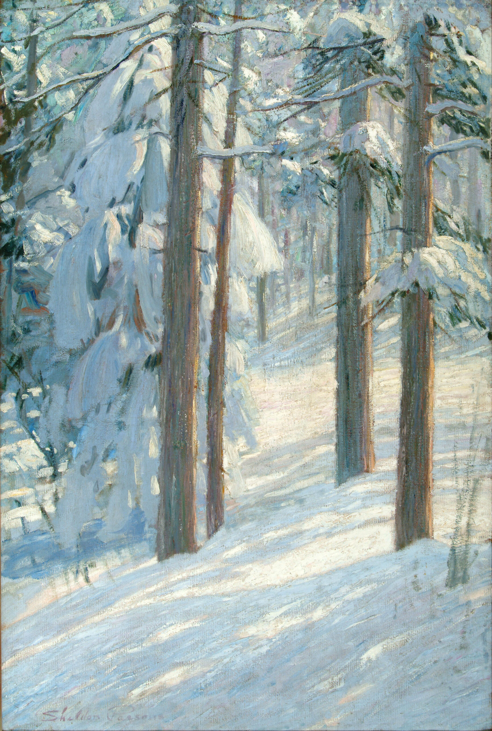 ORRIN SHELDON PARSONS (1866-1943) Winter Woods (before 1913), oil on canvas, 44 x 40 inches