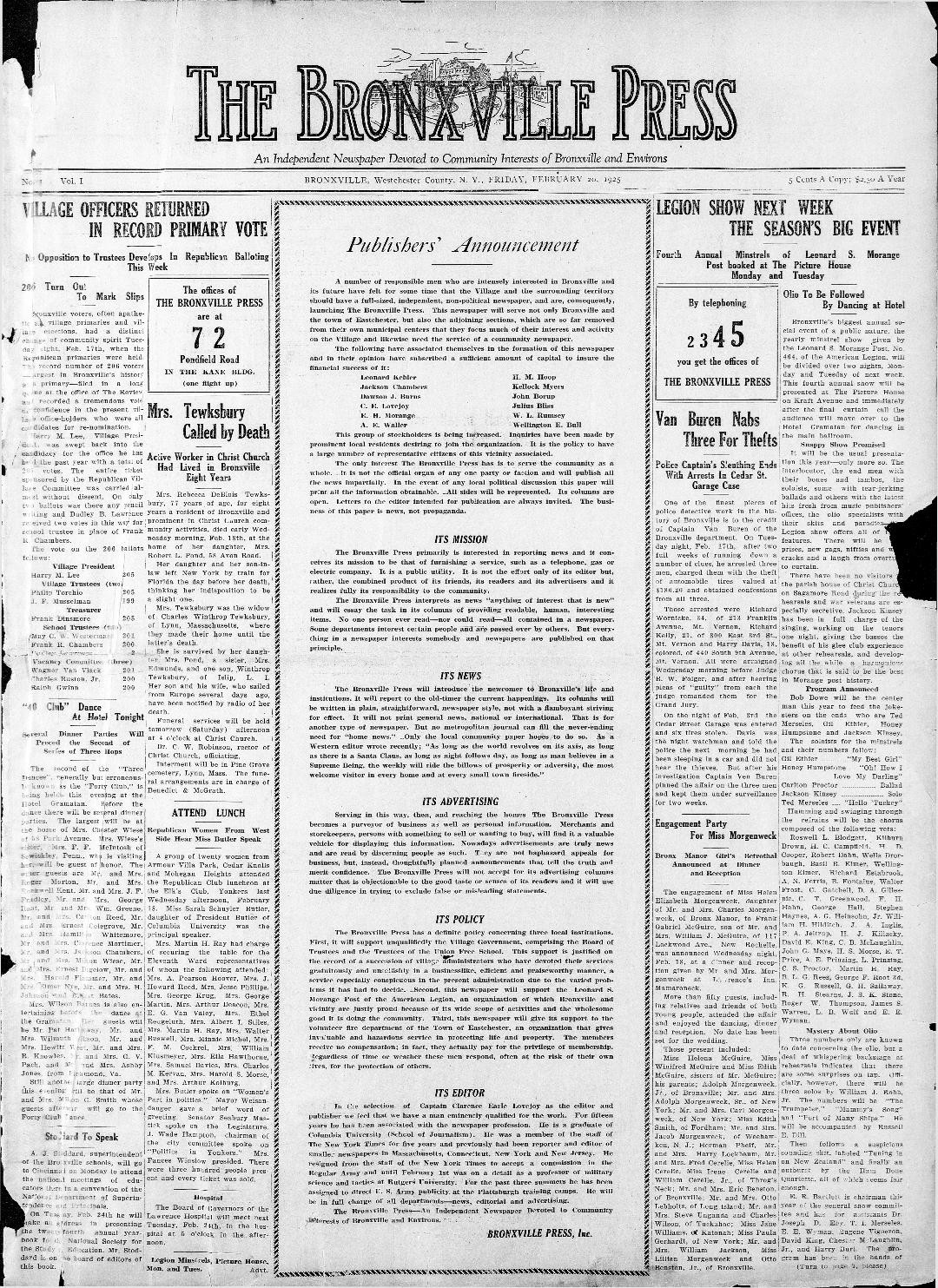 Bronxville’s Historic Newspapers